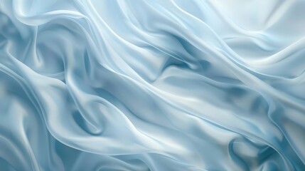Poster - A close-up image of soft blue silk fabric draped and flowing in a gentle, elegant way