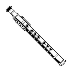 flute isolated, flute icon isolated on white, musical instrument illustration, vector illustration of-a flute in black outline