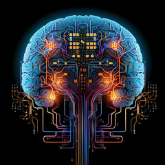 Wall Mural - Digital circuitry forming a human brain.