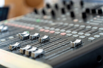 Closeup of a professional sound table