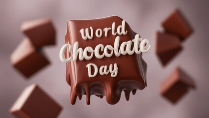 Wall Mural - A chocolate bar with the words world chocolate day on it, AI