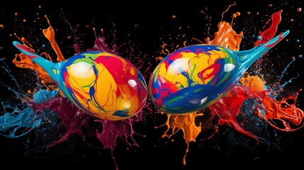 Wall Mural - Abstract illustration of maracas in an explosion of colorful paint on a black background