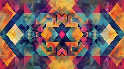 Wall Mural - Abstract background with a variety of colorful geometric shapes.