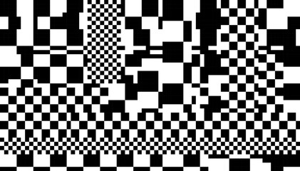 Aufkleber - Glitch Checkered Pixels Pattern. Pixel Art Chaotic Glitchy Background. 90s CCTV VHS Screen Vibe. TV Test Screen Fail. Vector Illustration.