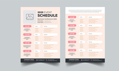 Wall Mural - Event Schedule layout design template with unique design style concept	