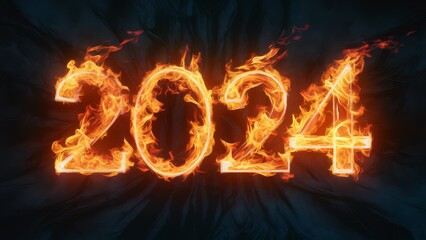 Poster - A digital image of the year 2024 in fire, AI