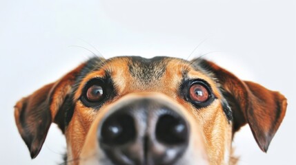 Canvas Print - A close up of a dog's face with his nose in the air, AI