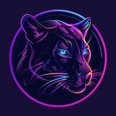 Art illustration of an panther mascot in vivid neon colors