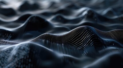 Canvas Print - Abstract black waves on dark background,background,free space, Ai generator
