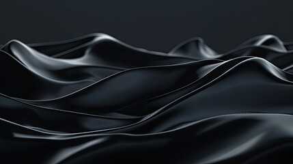 Wall Mural - Abstract black waves on dark background,background,free space, Ai generator