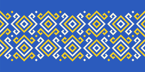 Repeating seamless border pattern, Ukrainian ethnic traditional embroidery vyshyvanka design, vector illustration, flat style