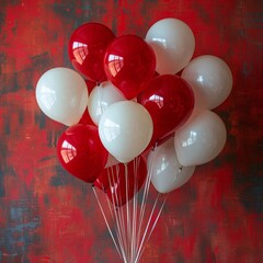 Wall Mural - red backdrop, red and white balloons, Valentines Day, romantic