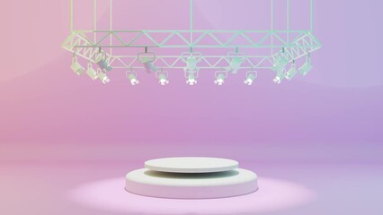 Poster - Creative podium with decorative metal stage spot lights. 3d render