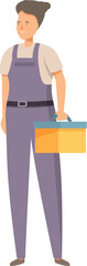 Poster - Confident mechanic is holding her tool box, ready to start work