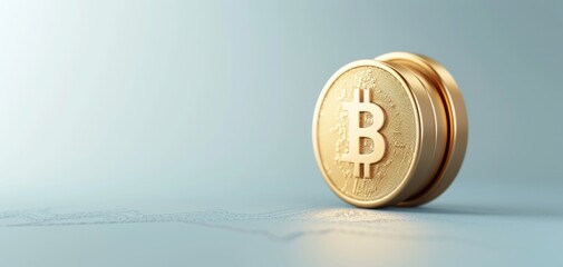 Poster - This 3D rendering features a gold coin with a dollar sign and a stock market graph icon, set against a blue background and created in a cartoon minimalism style for simplicity and charm.