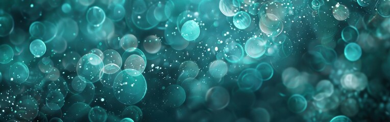 Poster - A blue background with many small circles. The circles are of different sizes and are scattered throughout the image. Scene is one of playfulness and whimsy, as the circles seem to be floating around
