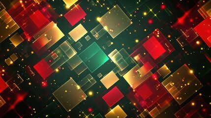 Aufkleber - A colorful background with squares of different colors and sizes. The squares are arranged in a way that creates a sense of movement and energy. Scene is vibrant and dynamic
