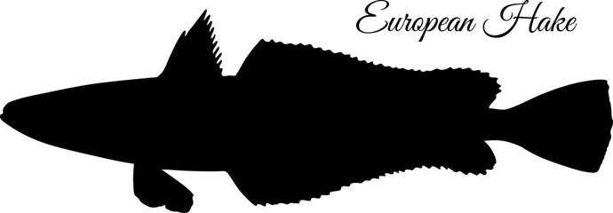 Wall Mural - European Hake silhouette