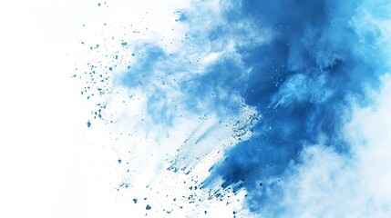 Abstract blue dust explosion on white background