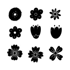 Wall Mural - Flower hand drawn solid icon vector illustration
