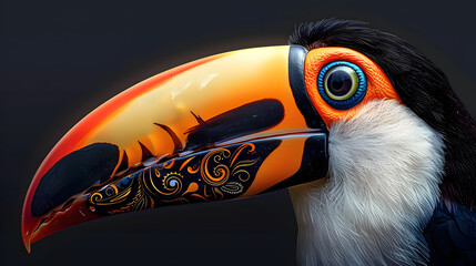 Wall Mural - The stunning head of the Toucan bird is exquisitely detailed and beautiful