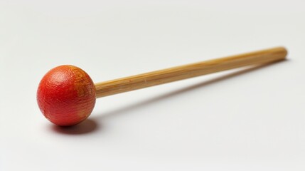A wooden stick with a red ball on top of it