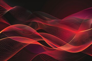 Aufkleber - Red and black geometric waves and lines vector background design with a technological theme