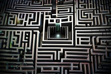 Black fingerprint maze labyrinth background wallpaper Generative AI