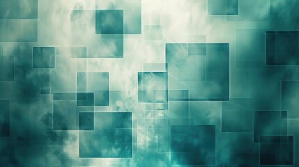 Poster - A blue and white background with squares of different sizes. The squares are arranged in a way that creates a sense of movement and depth. Scene is calm and serene, with the blue