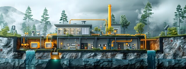 Poster - a futuristic depicting a sustainable microgrid powered by geothermal energy for off grid power