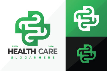 Sticker - Letter S Health Care logo design vector symbol icon illustration