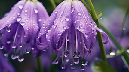 Sticker - water drops on purple flower