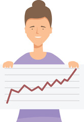 Poster - Businesswoman holding chart showing positive trend in business analytics