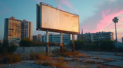 White blank billboard on urban modern city background.