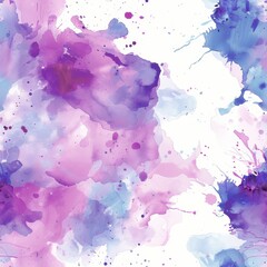 Poster - This image is a beautiful abstract watercolor background featuring splashes of purple and blue paint on a white canvas. The vibrant colors create a dynamic and energetic composition, perfect for use i