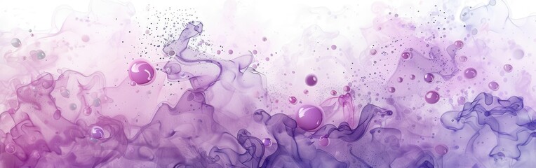 Aufkleber - This image depicts a beautiful abstract design of purple ink swirling and forming bubbles in water. The background is a soft white, allowing the vibrant purple hues to stand out. The image captures th