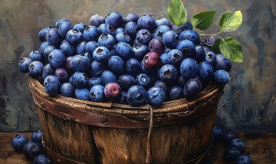 Wall Mural - Freshly picked blueberries