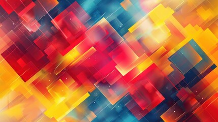 Aufkleber - A colorful background with squares of different colors. The squares are arranged in a way that creates a sense of movement and energy. Scene is vibrant and dynamic