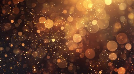 Fototapete - A blurry image of gold and black with many small circles. The circles are scattered throughout the image, creating a sense of movement and energy. Scene is one of excitement and celebration
