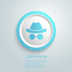 Incognito vector icon. filled flat sign for mobile concept and web design. Hat and glasses glyph icon. Anonymous spy agent symbol, logo illustration