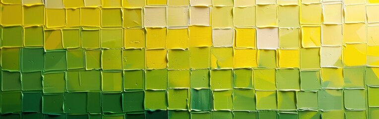 Poster - A painting of a green background with yellow squares. The painting has a vibrant and lively feel to it, with the colors blending together to create a sense of movement and energy