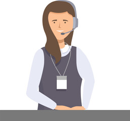 Poster - Call center employee is smiling while wearing a headset and working