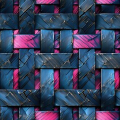 This image features a seamless pattern of blue and pink stone. The stones are arranged in a woven pattern, creating a visually interesting and complex design. The image is perfect for use as a backgro