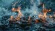 © florynstudio3 - A close-up view of water dousing a fire, with the spray breaking into droplets as it hits the flames. The interaction between water and fire creates steam and helps to extinguish the blaze.