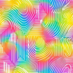 Aufkleber - A colorful abstract design with a rainbow of colors and a lot of white lines. The design is full of energy and movement, and it seems to be inspired by nature