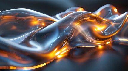 Wall Mural - Abstract illuminated glowing fluid 3d object