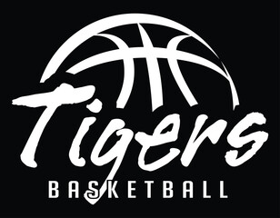 Wall Mural - tigers basketball team graphic white version is a sports design template that includes graphic tiger