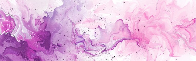 Aufkleber - This abstract image features swirls of purple and pink paint against a white background. The paint creates a dynamic and organic pattern, with subtle specks of glitter adding texture. The colors creat