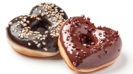 Canvas Print - Heart shaped donuts in both chocolate and vanilla flavors