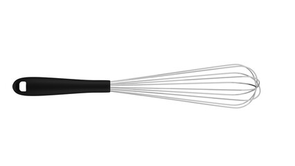 Wall Mural - Whisk with black plastic handle isolated on transparent and white background. Kitchen concept. 3D render